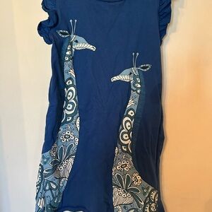 Tea Collection Blue Dress with Giraffe Design